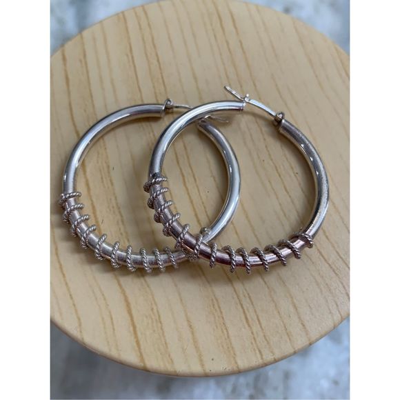 Sterling Silver Hoop Earrings - Picture 3 of 3
